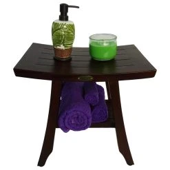 DecoTeak Patented Satori Eastern Style Teak Shower Stools With Shelf, 18" -Laural Home Shop 5f814da60b86d566 8241 w800 h800 b1 p0