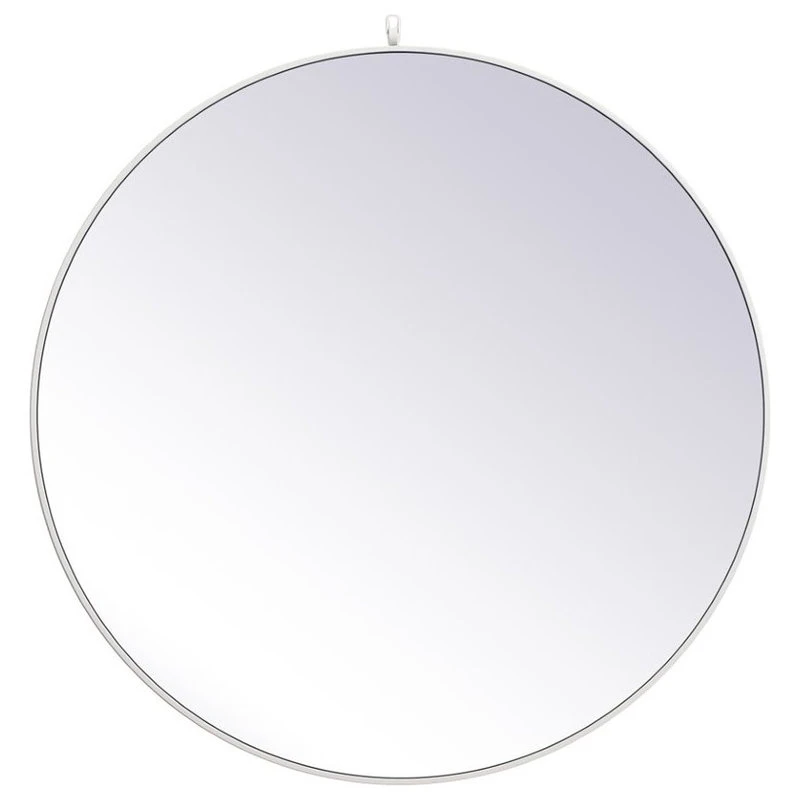 Elegant Furniture & Lighting Elegant Decor Eternity 45" Round Mid Century Metal Frame Hooked Mirror In White 3 Elegant Furniture & Lighting Elegant Decor Eternity 45" Round Mid Century Metal Frame Hooked Mirror In White
