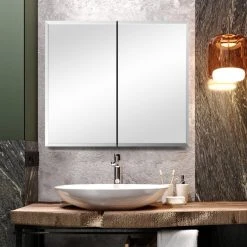 Aosmay 30 In W LED Double Mirrored Doors Medicine Cabinet -Laural Home Shop 5fd1061902981d1b 7829 w800 h800 b0 p0