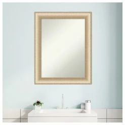 Amanti Art Elegant Brushed Honey Non-Beveled Bathroom Wall Mirror - 22.75 X 28.75 In. -Laural Home Shop 5ff1e4ea02bddde4 6145 w800 h800 b1 p0