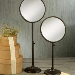Tripar International Inc Dark Brown Industrial Adjustable Round Mirror Stand -Laural Home Shop 60111e850fa04784 8904 w800 h800 b0 p0