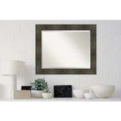 Amanti Art Rail Rustic Char Beveled Bathroom Wall Mirror - 33.75 X 27.75 In. -Laural Home Shop 6011c14f0ec6c426 6854 w800 h800 b0 p0