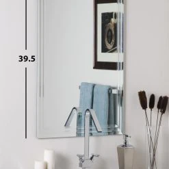 Decor Wonderland Frameless Tri-Bevel Wall Mirror, 23.6" X 39.5" -Laural Home Shop 6051a62b0259bd46 2729 w800 h800 b0 p0