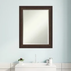 Amanti Art Lara Bronze Beveled Wood Bathroom Wall Mirror - 22.5 X 28.5 In. -Laural Home Shop 608143f3034463ce 6864 w800 h800 b0 p0