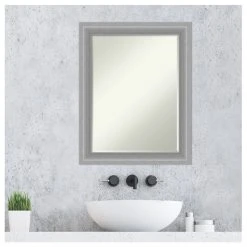 Amanti Art Peak Polished Nickel Narrow Petite Bevel Bathroom Wall Mirror 22.5 X 28.5 In. -Laural Home Shop 6111154503b790f4 7736 w800 h800 b1 p0