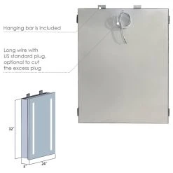 Altair Catola 24" Clear Glass Surface-Mount/Recessed LED Mirror Medicine Cabinet -Laural Home Shop 6181e2da02c4de7a 8112 w800 h800 b1 p0