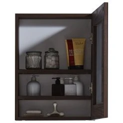 InFurniture Inc., 17.7" Medicine Cabinet, Brown Elm Wood Texture Finish -Laural Home Shop 61d12a0d0914e00d 0305 w800 h800 b1 p0