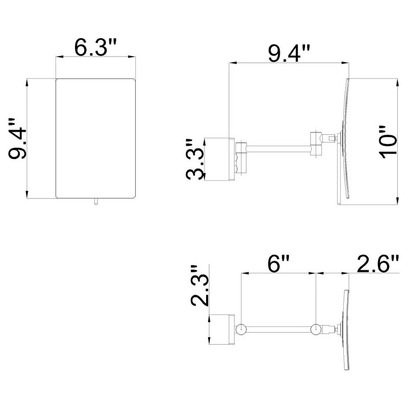 Wellfor Group LLC Rectangular Wall Mount Makeup Vanity Mirror 360 Degree Rotation 11 Wellfor Group LLC Rectangular Wall Mount Makeup Vanity Mirror 360 Degree Rotation - Image 9