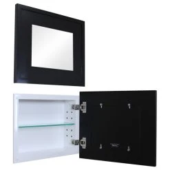 Fox Hollow Furnishings 14x11 Landscape Mirrored Medicine Cabinet, Black