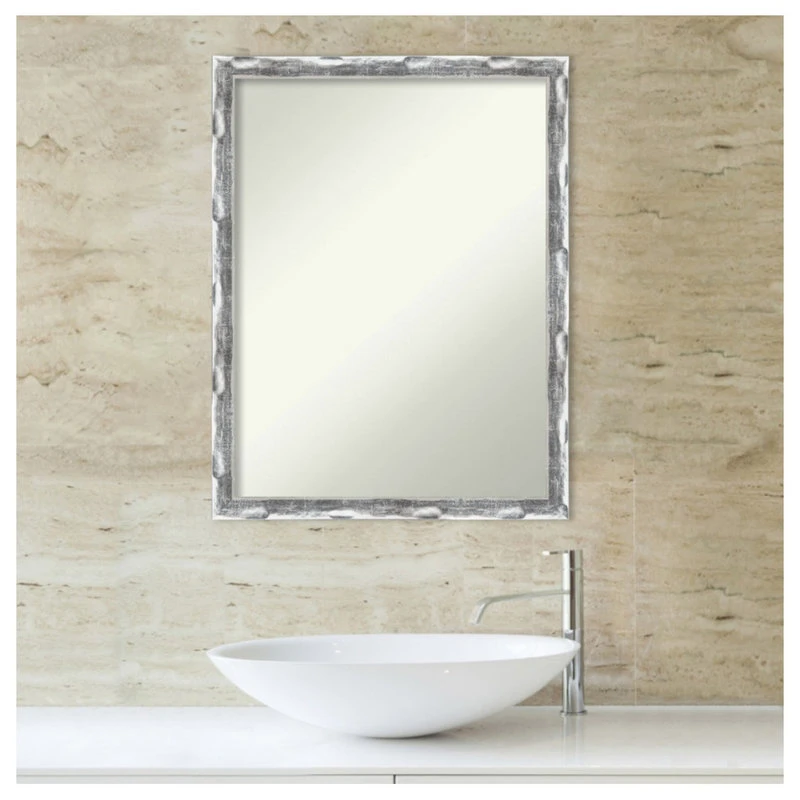 Amanti Art Scratched Wave Chrome Non-Beveled Bathroom Wall Mirror - 20 X 26 In. 7 Amanti Art Scratched Wave Chrome Non-Beveled Bathroom Wall Mirror - 20 X 26 In. - Image 5