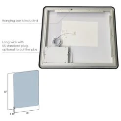 Altair Viaggi Rectangle Framed Bathroom/Vanity LED Wall Mirror, Matte Black, 36" -Laural Home Shop 6301f99d028610dc 8080 w800 h800 b1 p0