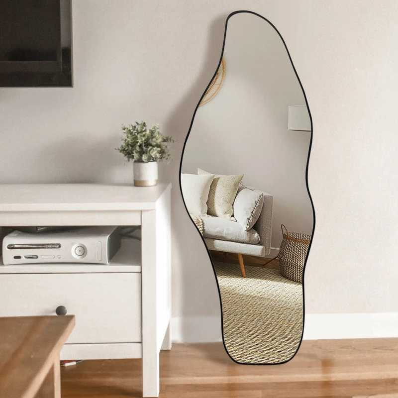 Mirrorize Canada Black Long Asymmetrical/Irregular Wall Mirror, 18"x48" 6 Mirrorize Canada Black Long Asymmetrical/Irregular Wall Mirror, 18"x48" - Image 4
