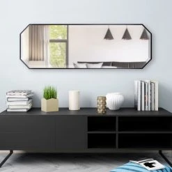 Uniek Rhodes Octagon Framed Wall Mirror, Black 16x48 -Laural Home Shop 63e1dbc50fb40ef3 5048 w800 h800 b0 p0