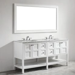 Vinnova Florence Rectangular Bathroom/Vanity Framed Wall Mirror, White, 72" -Laural Home Shop 6401c930009c45ec 9096 w800 h800 b0 p0
