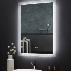 Ancerre Designs Frysta LED Frameless Mirror, 24" -Laural Home Shop 6411a66b00ec81ef 7442 w800 h800 b0 p0