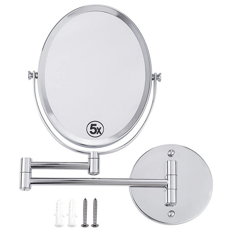 American Imaginations 16.95-in. Oval Stainless Steel Wall Mount Magnifying Mirror 6 American Imaginations 16.95-in. Oval Stainless Steel Wall Mount Magnifying Mirror - Image 4