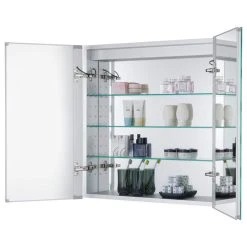 Fine Fixtures Bathroom LED Medicine Cabinet, Aluminum, Recessed/Surface Mount, 30"x30" -Laural Home Shop 662131460e593150 3568 w800 h800 b1 p0
