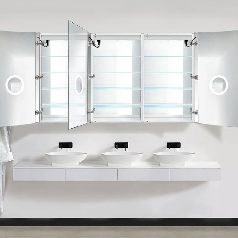 Krugg Reflections USA 72x42 Recessed Or Surface Mount Medicine Cabinet 12 Shelves, LED, Llr 6 Krugg Reflections USA 72x42 Recessed Or Surface Mount Medicine Cabinet 12 Shelves, LED, Llr - Image 4