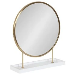 Uniek Maxfield Round Tabletop Mirror, White, 18x22