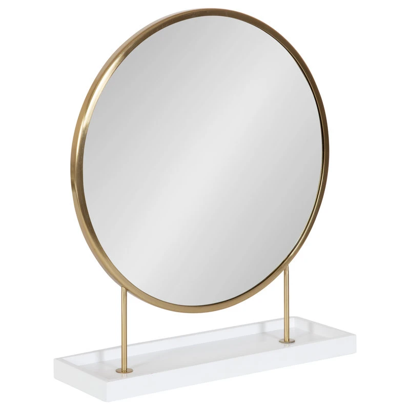 Uniek Maxfield Round Tabletop Mirror, White, 18x22 3 Uniek Maxfield Round Tabletop Mirror, White, 18x22