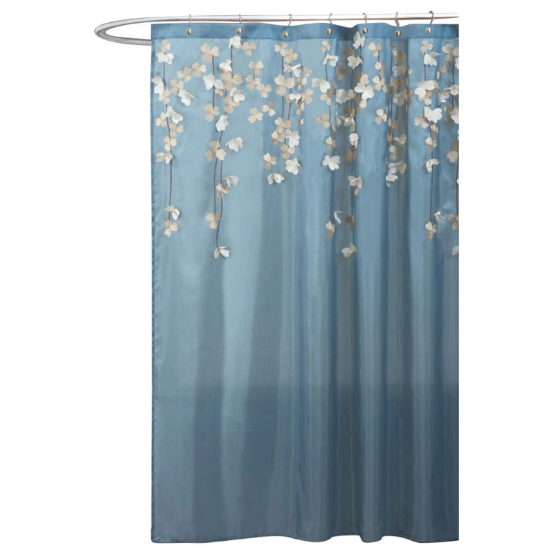 Lush Décor Flower Drops Federal Blue/White Shower Curtain 72x72 3 Lush Décor Flower Drops Federal Blue/White Shower Curtain 72x72