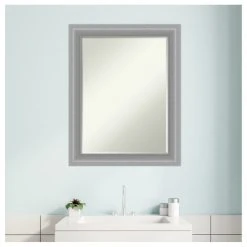Amanti Art Peak Polished Nickel Narrow Petite Bevel Bathroom Wall Mirror 22.5 X 28.5 In. -Laural Home Shop 66e1b71a03b790f6 7736 w800 h800 b1 p0