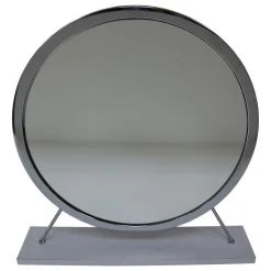 Acme Furniture ACME Adao Vanity Mirror And Stool, Faux Fur, Mirror, White And Chrome Finish