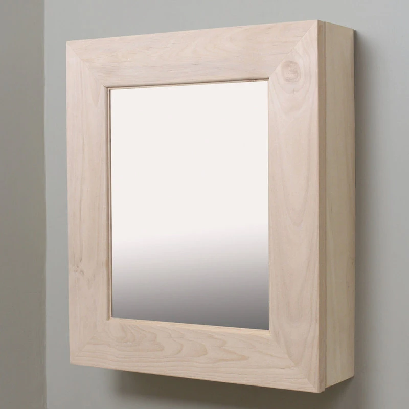 Fox Hollow Furnishings Wall Mount Mirrored Medicine Cabinet, Unfinished Flat Frame 4 Fox Hollow Furnishings Wall Mount Mirrored Medicine Cabinet, Unfinished Flat Frame - Image 2