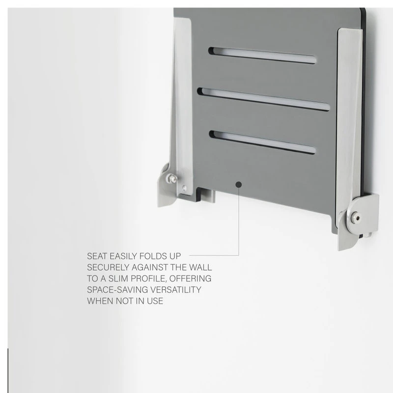 Seachrome Corporation Seachrome SlimLine Folding Wall Mount Shower Seat, Gray Seat With Silver Frame 9 Seachrome Corporation Seachrome SlimLine Folding Wall Mount Shower Seat, Gray Seat With Silver Frame - Image 7