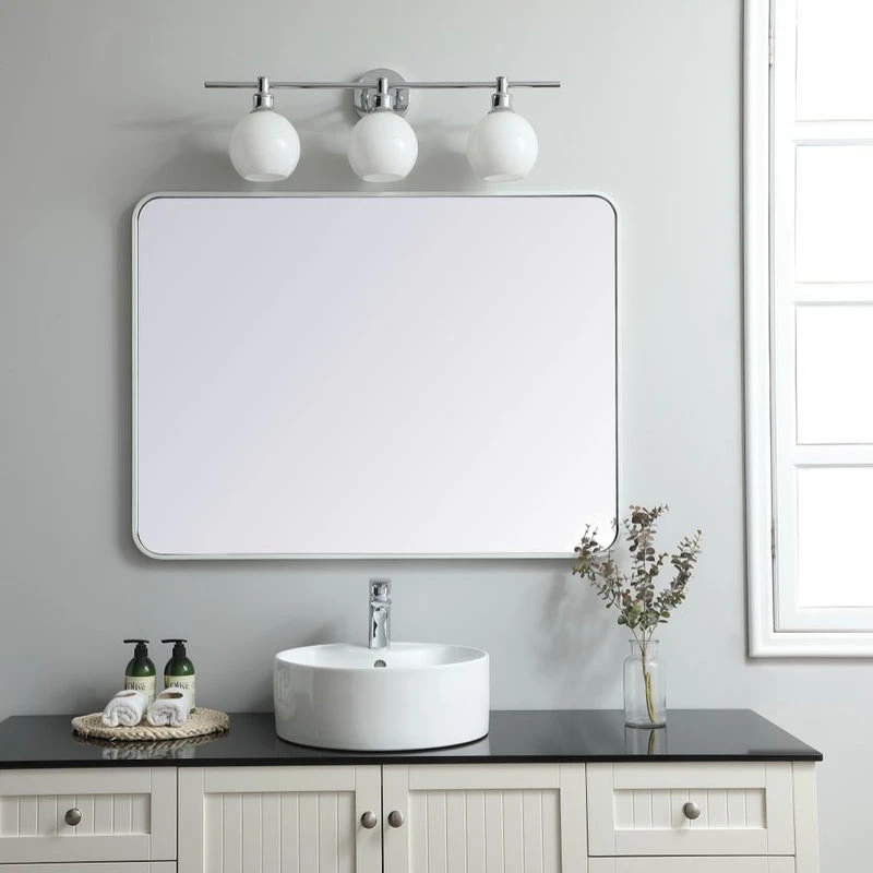 Elegant Furniture & Lighting Ellis Soft Corner Metal Rectangular Mirror, White, 30"x40" 4 Elegant Furniture & Lighting Ellis Soft Corner Metal Rectangular Mirror, White, 30"x40" - Image 2
