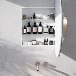 Glass Warehouse Orsa 36 In. W X 36 In. H X 4.75 In. D Medicine Cabinet In White Finish -Laural Home Shop 680153760320a6ad 4711 w800 h800 b0 p0