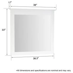 Wellfor Bathroom Solid Wood Mirror For Wall Mounted, 38" X 33" HD Vanity Mirror, White 11 Wellfor Bathroom Solid Wood Mirror For Wall Mounted, 38" X 33" HD Vanity Mirror, White -Laural Home Shop 69e1463102a826de 6494 w800 h800 b1 p0