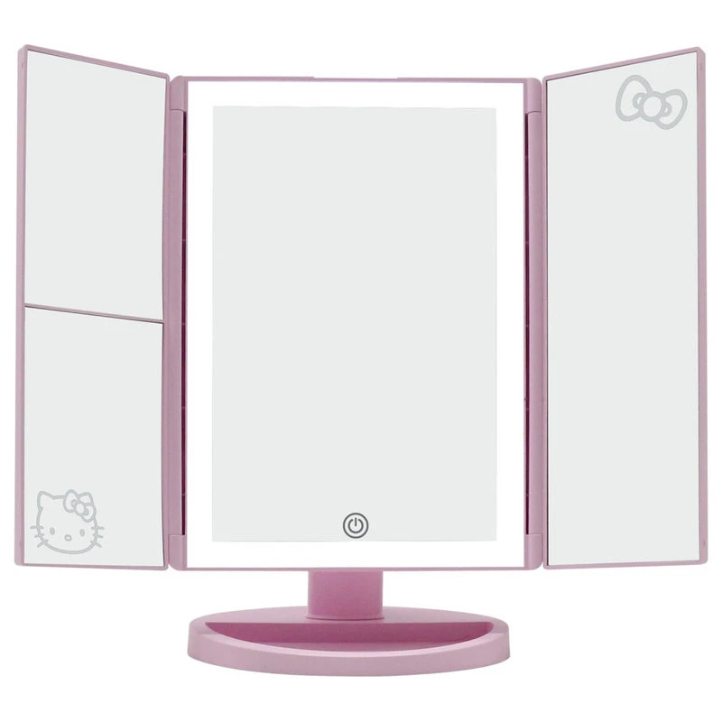 Impressions Vanity Company Hello Kitty Trifold LED Tri-Tone Makeup Mirror With Magnification, Pink 5 Impressions Vanity Company Hello Kitty Trifold LED Tri-Tone Makeup Mirror With Magnification, Pink - Image 3