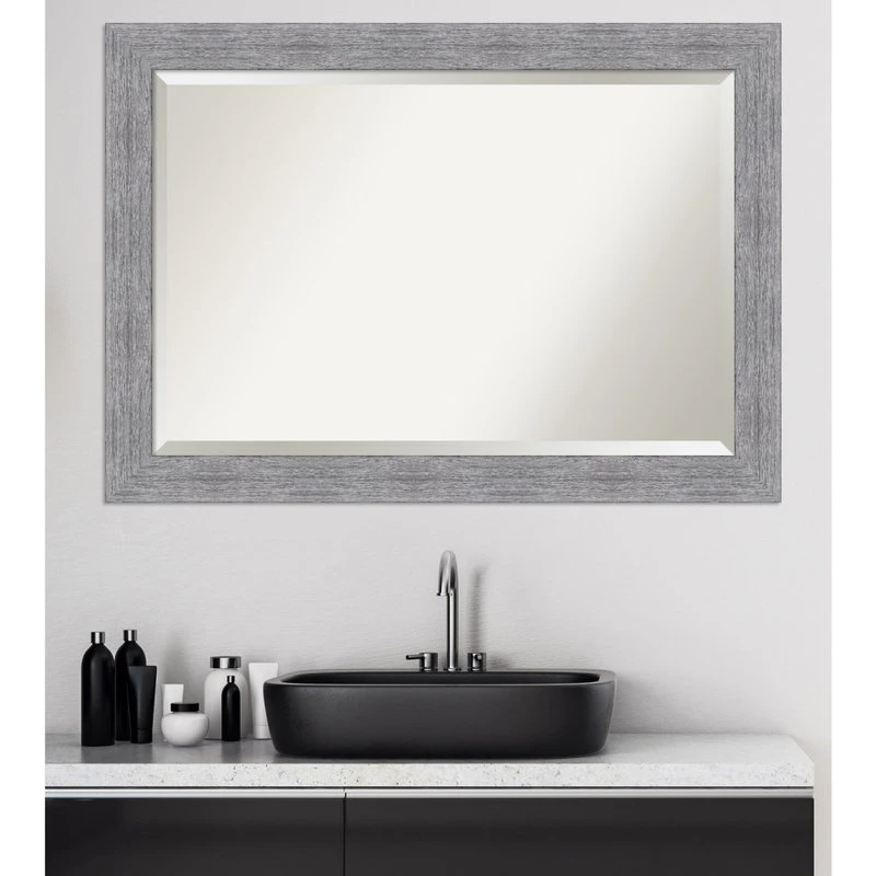 Amanti Art Bark Rustic Grey Beveled Bathroom Wall Mirror - 41 X 29 In. 9 Amanti Art Bark Rustic Grey Beveled Bathroom Wall Mirror - 41 X 29 In. - Image 7