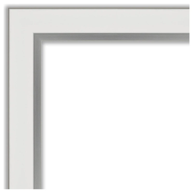 Amanti Art Eva White Silver Narrow Non-Beveled Bathroom Wall Mirror - 21 X 27 In. 5 Amanti Art Eva White Silver Narrow Non-Beveled Bathroom Wall Mirror - 21 X 27 In. - Image 3