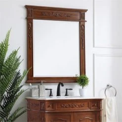 Elegant Furniture & Lighting Elegant Decor Danville 36" X 32" Wood Bathroom Mirror In Distressed Brown Teak -Laural Home Shop 6b31ec8b03a7e652 3309 w800 h800 b0 p0