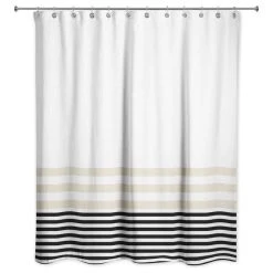 DDCG Beige And Black Stripes 71x74 Shower Curtain