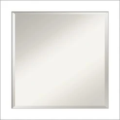 Amanti Art Wedge White Beveled Bathroom Wall Mirror - 24 X 24 In.