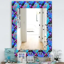 Designart Tropical Mood Blue 2 Bohemian And Eclectic Frameless Wall Mirror, 24x3 -Laural Home Shop 6cc1ec2b0335be81 7196 w800 h800 b0 p0