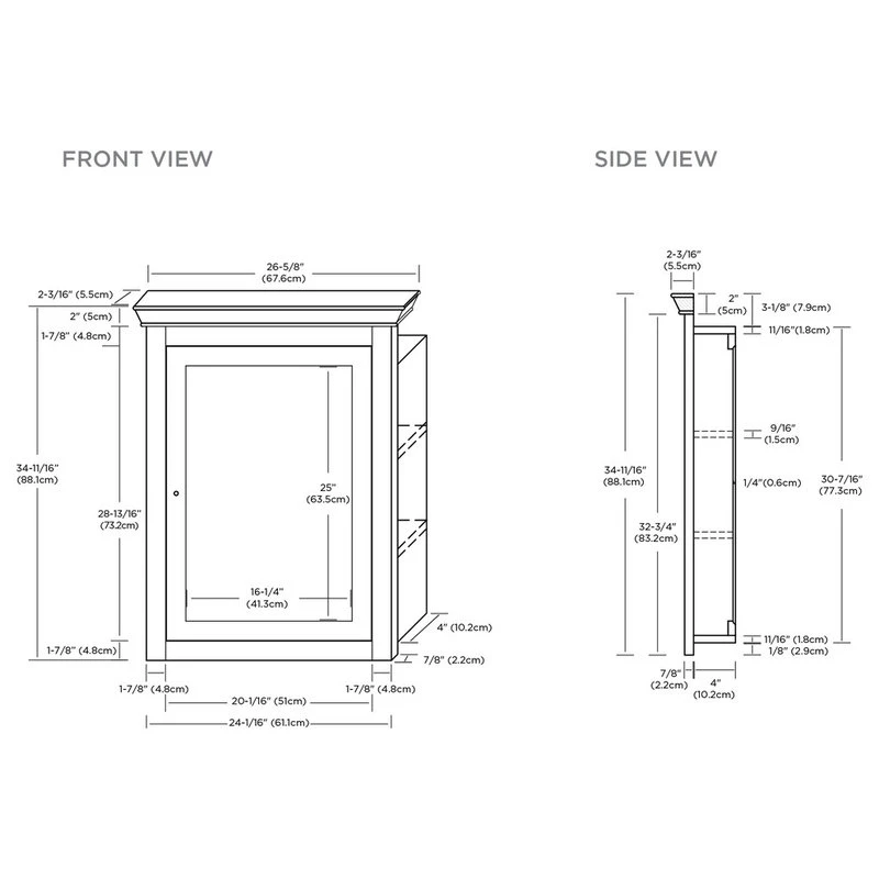 Maykke Maria 27"x35" Wood Medicine Cabinet With Mirror And Shelf, Natural Cherry 7 Maykke Maria 27"x35" Wood Medicine Cabinet With Mirror And Shelf, Natural Cherry - Image 5