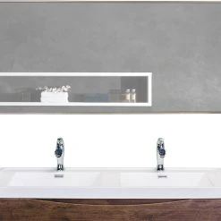 Eviva LLC Eviva Sax 57X20 Brushed Metal Frame Bathroom Wall Mirror