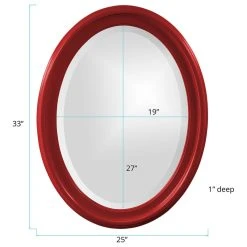 Howard Elliott Collection Howard Elliott George Oval Mirror, Glossy Red -Laural Home Shop 6da1f5530cd03ff2 1422 w800 h800 b1 p0