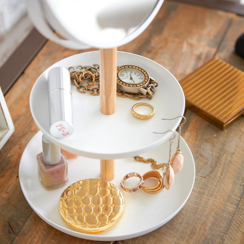 Yamazaki Home Jewelry Organizer With Mirror, Steel And Wood, Holds 8.8 Lbs 7 Yamazaki Home Jewelry Organizer With Mirror, Steel And Wood, Holds 8.8 Lbs - Image 5