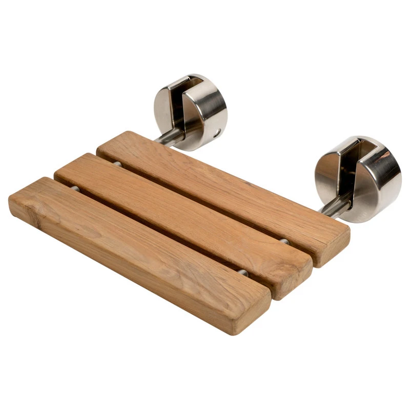 Alfi Trade Brushed Nickel 16" Folding Teak Wood Shower Seat Bench 3 Alfi Trade Brushed Nickel 16" Folding Teak Wood Shower Seat Bench