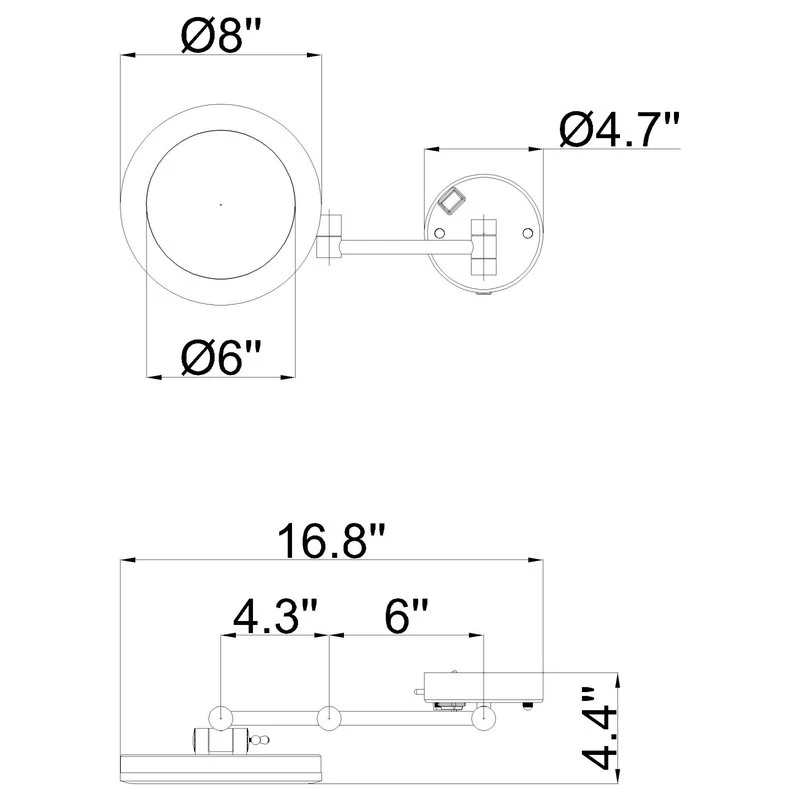 Wellfor 8" LED Wall Mount Two-Sided Makeup Vanity Mirror 3X Magification Rotation 11 Wellfor 8" LED Wall Mount Two-Sided Makeup Vanity Mirror 3X Magification Rotation - Image 9
