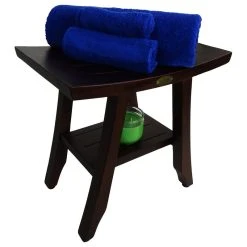 DecoTeak Patented Satori Eastern Style Teak Shower Stools With Shelf, 18" -Laural Home Shop 71618ae30b86d568 8241 w800 h800 b1 p0