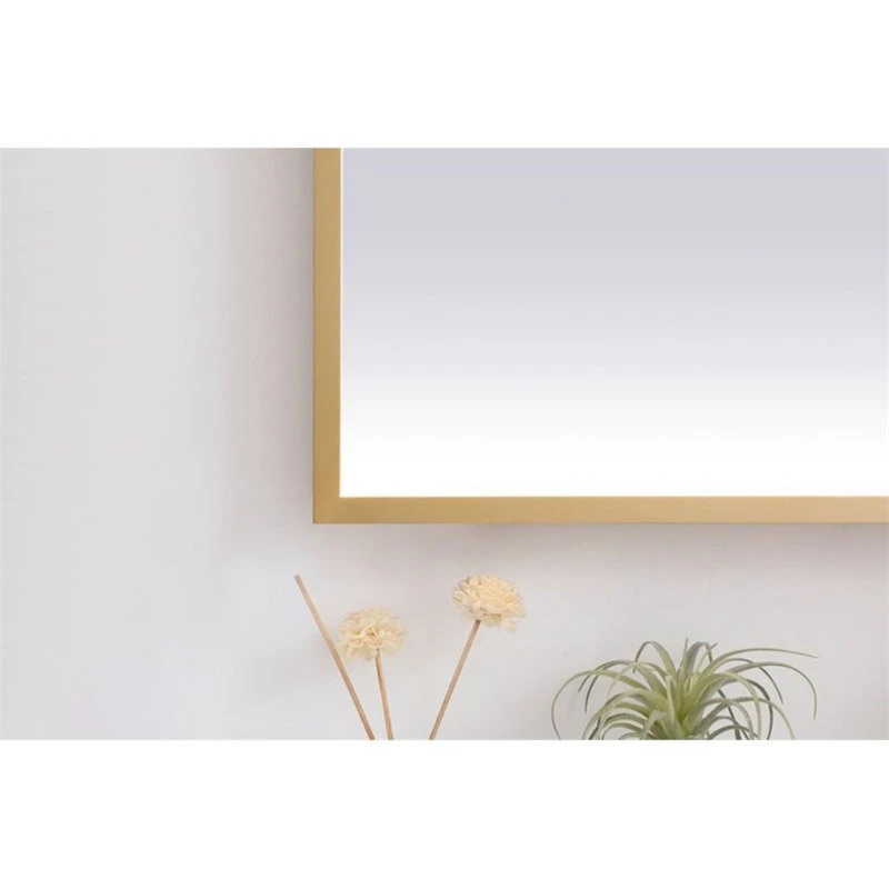 Elegant Furniture & Lighting Elegant Decor Pier 36x36" Modern Aluminum LED Mirror In Brass 6 Elegant Furniture & Lighting Elegant Decor Pier 36x36" Modern Aluminum LED Mirror In Brass - Image 4