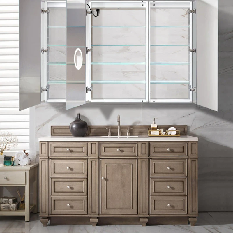 Krugg Reflections USA 66x42 Recessed/Surface Mount Medicine Cabinet 12 Shelves, LED, Left-Left-Right H 9 Krugg Reflections USA 66x42 Recessed/Surface Mount Medicine Cabinet 12 Shelves, LED, Left-Left-Right H - Image 7