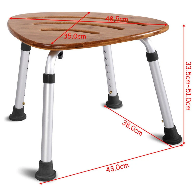 Costway Bamboo Bath Seat Shower Chair Triangular Slip-Resistant Rubber Tip 7 Costway Bamboo Bath Seat Shower Chair Triangular Slip-Resistant Rubber Tip - Image 5