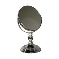 Benjara Metal Magnifying Makeup Mirror With 3X Magnification Silver- Saltoro Sherpi